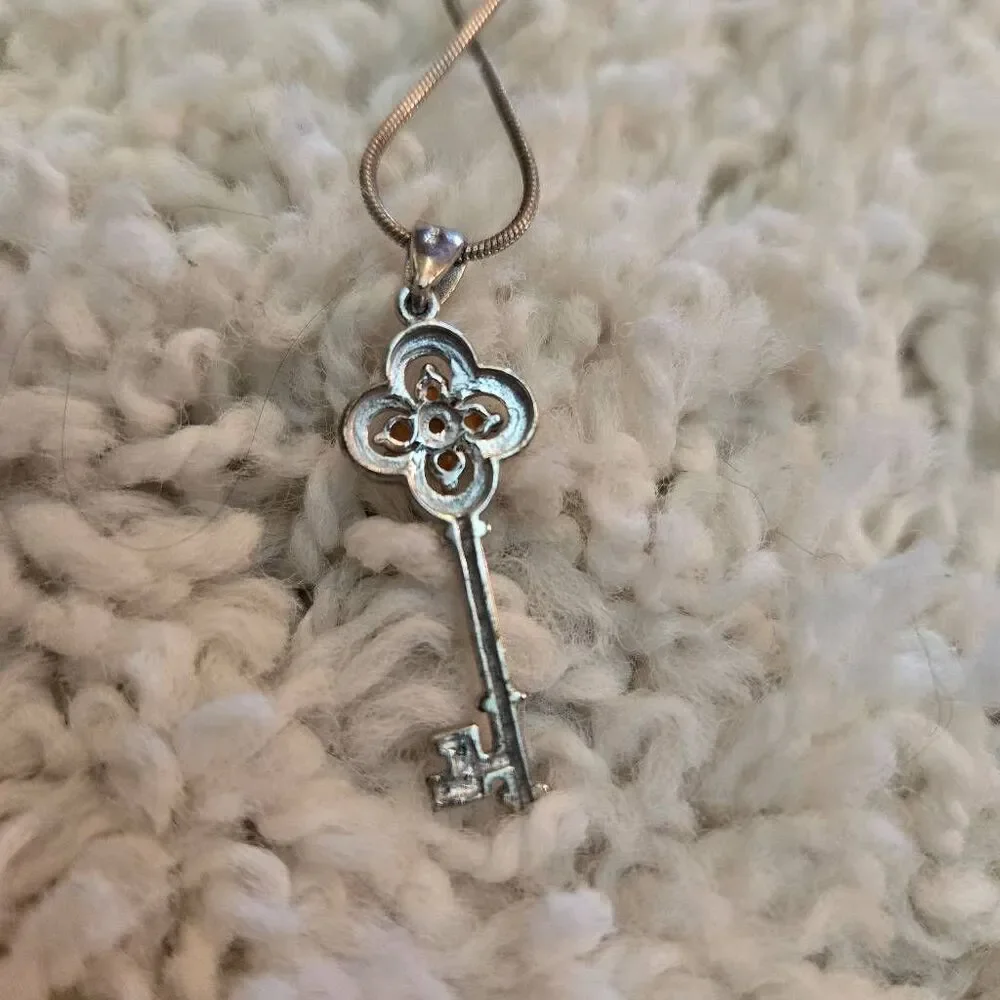 Sterling Silver Key Rhinestone Necklace India